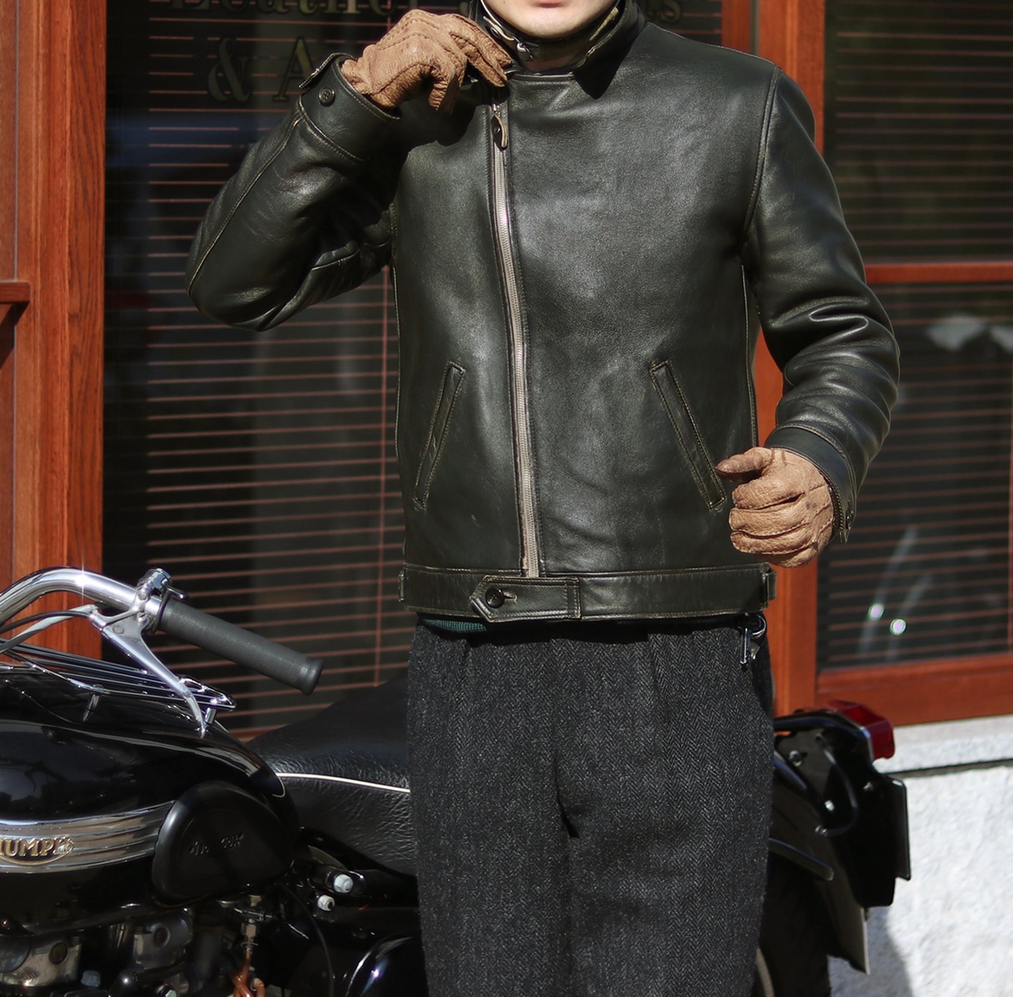 No.2 BACKET Sheepskin col.Dark Olive