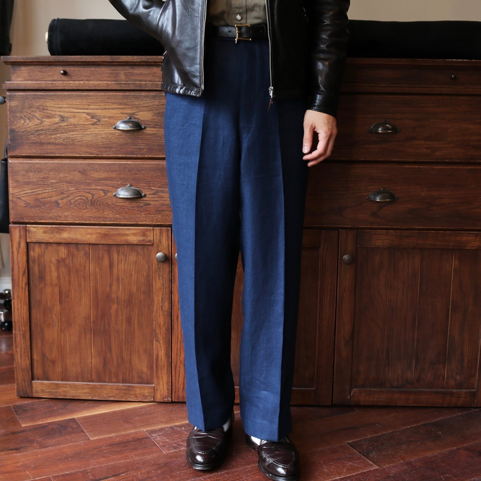 BANSE - Herringbone Linen col.Navy