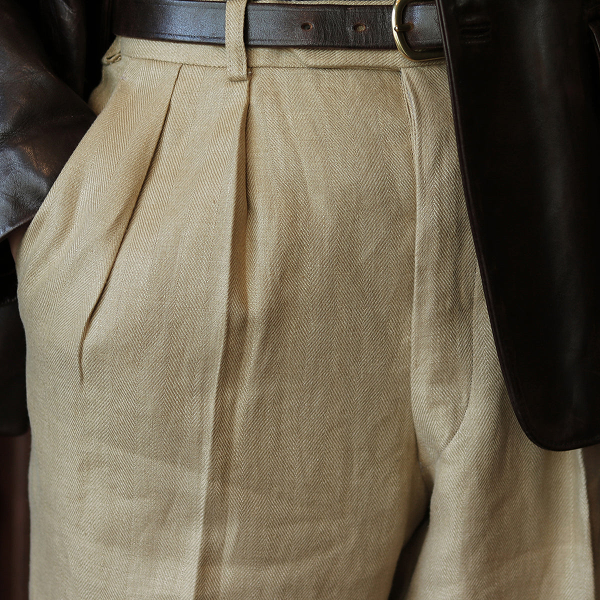 FORT - Herringbone Linen col.Beige